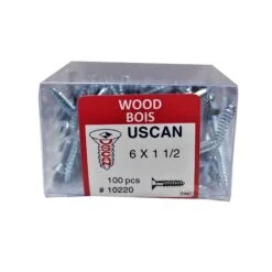 Vis à Bois à Tête Plate Plaquée Zinc, #6 x 1-1/2" (100 Unités)