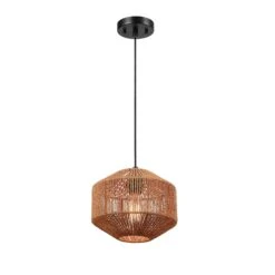 Globe Electric Luminaire Suspendu Lotus à 1 lumière Avec Abat-jour En Ficelle Naturelle, 10,25"