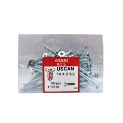 Vis à Bois à Tête Plate Plaquée Zinc, #14 x 2-1/2" (100 Unités)