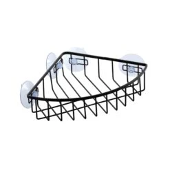 Étagère D’angle Avec Ventouses Pour Douche, Noir