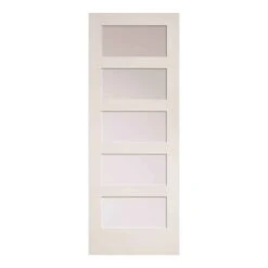 METRIE Porte Française De Style Shaker à 5 Verres Laminés Avec Apprêt Blanc, 28'' X 80''