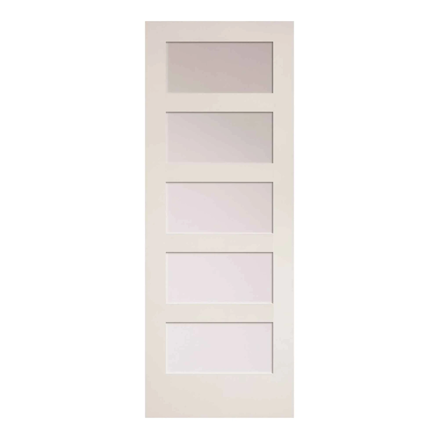 METRIE Porte Française De Style Shaker à 5 Verres Laminés Avec Apprêt Blanc, 28'' X 80'' 3 METRIE Porte Française De Style Shaker à 5 Verres Laminés Avec Apprêt Blanc, 28'' X 80''