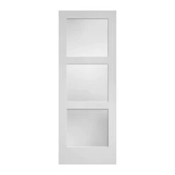 METRIE Porte Française De Style Shaker à 3 Verres Laminés Avec Apprêt Blanc, 32'' X 80''