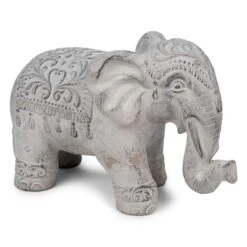 Statue D'éléphant Texturée Antique, 9,5" X 4" X 6,5"