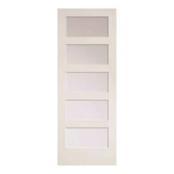 METRIE Porte Française De Style Shaker à 5 Verres Laminés Avec Apprêt Blanc, 32'' X 80''