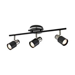 Rail D'éclairage Harbour à 3 Têtes En Nickel Brossé Et Noir Mat, 20,5'' X 6,7''