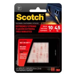 Scotch Ensemble De 6 Attaches Très Robustes Autocollantes En Velcro De 1" X 1'', 10 Lb (transparent)
