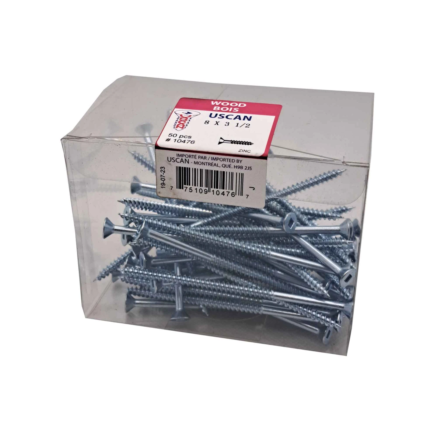 Vis à Bois à Tête Plate Plaquée Zinc, #8 x 3-1/2" (50 Unités) 3 Vis à Bois à Tête Plate Plaquée Zinc, #8 x 3-1/2" (50 Unités)