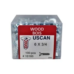 Vis à Bois à Tête Plate Plaquée Zinc, #6 x 3/4" (100 Unités)