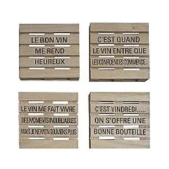 Ensemble De 4 sous-verres à Vin Avec écriture En Français, 4" X 4"