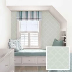 Papier Peint ''peler Et Coller'' à Motif De Quatre-feuilles Gris, 20,5" X 18'