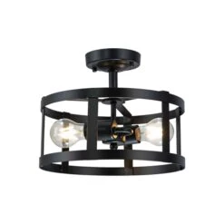 Plafonnier Décoratif Noir Preston à 2 Lumières, 11,8" X 9,4"