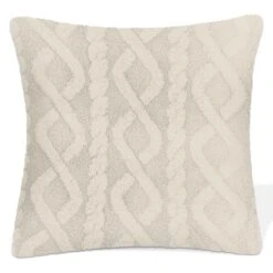Coussin En Jacquard Sherpa De 17" X 17", Beige