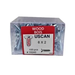 Vis à Bois à Tête Plate Plaquée Zinc, #6 X 2" (100 Unités)