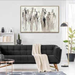 Toile Abstraite Avec Foule, 45-1/4'' X 31-1/2''