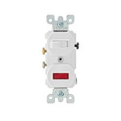 Interrupteur Combiné Unipolaire De 15 A / 120 V Avec Pilote Néon, Blanc