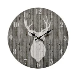 Horloge Cerf Gris 34 Cm