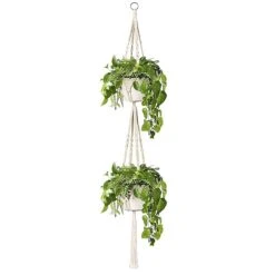 Suspension à Doubles Jardinières En Macramé, 67''