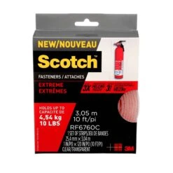 Scotch Attache Très Robuste Autocollante En Velcro De 1" X 120'', 10 Lb (transparent)