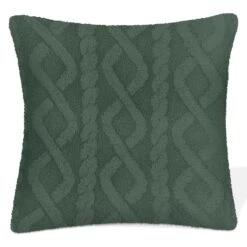 Coussin En Jacquard Sherpa De 17" X 17", Vert Foncé