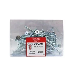 Vis à Bois à Tête Plate Plaquée Zinc, #12 x 3-1/2" (50 Unités)