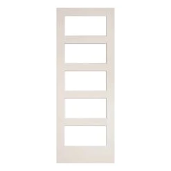 METRIE Porte Française, Style Shaker à 5 Verres Clairs Avec Apprêt Blanc, 28'' X 80''