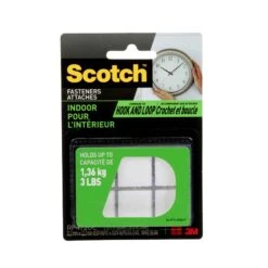 Scotch Ensemble De 12 Attaches Carrées Autocollantes En Velcro Pour L’intérieur De 7/8" X 7/8", 3 Lb (blanc)