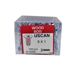 Vis à Bois à Tête Plate Plaquée Zinc, #6 X 1" (100 Unités)