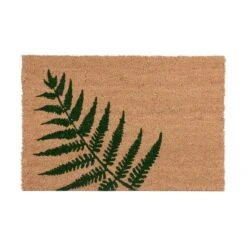 Tapis Coco Avec Feuille De Fougère Verte, 16" X 24"