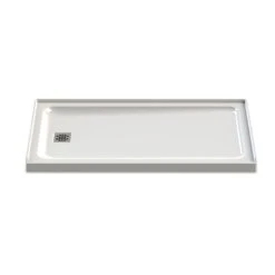 Base De Douche Rectangulaire Olympia En Acrylique Blanche, Drain à Gauche