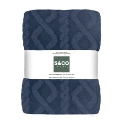 Couverture Jacquard Sherpa En Denim Foncé, 48" X 60"