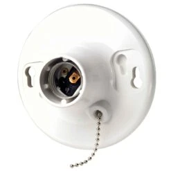 Douille De Lampe En Plastique Avec Chaîne, Blanc