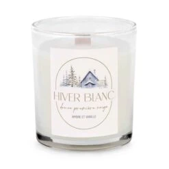 Chandelle Parfumée ''HIVER BLANC Douce Première Neige'', Ambre Et Vanille