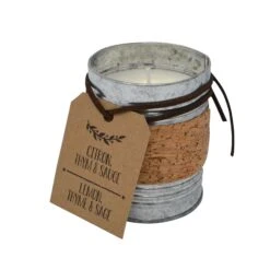 Bougie En Pot De Conserve, Citron, Thym Et Sauge