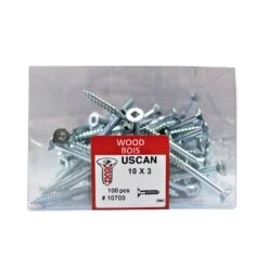 Vis à Bois à Tête Plate Plaquée Zinc, #10 X 3" (100 Unités)