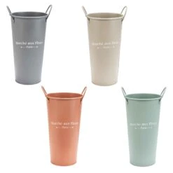 Seau Métallique Avec Poignées ''Marché Aux Fleurs, Paris'', 10'' (choix Entre 4 Couleurs)