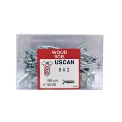 Vis à Bois à Tête Plate Plaquée Zinc, #8 X 2" (100 Unités)