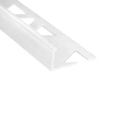 Bordure De Carrelage Plate En Aluminium Anodisé Blanc, 1/2" X 8'