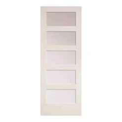 METRIE Porte Française De Style Shaker à 5 Verres Laminés Avec Apprêt Blanc, 24'' X 80''