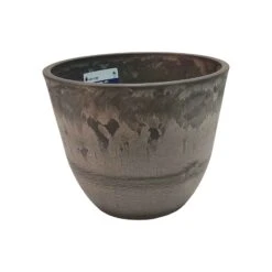Pot Rond Au Fini Pierre Brune, 9" X 12''