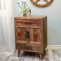 Armoire Rustique En Bois à 2 Tiroirs, 23-1/2" X 15-1/4" X 33-3/4"