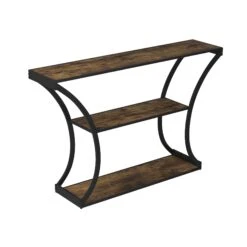 Table Console à 3 étagères D'aspect Bois Récupéré Avec Métal Noir, 48" X 12" X 31"