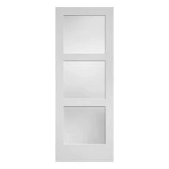 METRIE Porte Française De Style Shaker à 3 Verres Laminés Avec Apprêt Blanc, 24'' X 80''