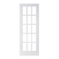 METRIE Porte Française De Style Shaker à 15 Verres Clairs Avec Apprêt Blanc, 28'' X 80''