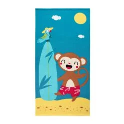 Serviette De Plage En Microfibre Avec Un Imprimé De Singe à La Plage, 54" X 27"