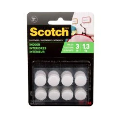 Scotch Ensemble De 8 Attaches Autocollantes En Velcro Pour L’intérieur De 5/8" X 5/8", 3 Lb (blanc)